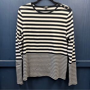 Lauren black label Striped Black and White Long Sleeve Top size x-large
